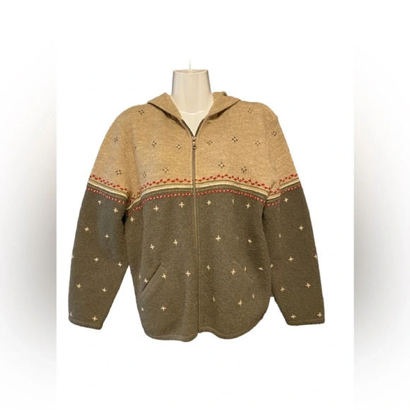 Women’s Woolrich Wool Zip Up Hoodie Sweater - Picture 1 of 9